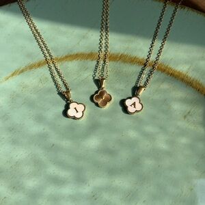 Clover double sided initial necklace